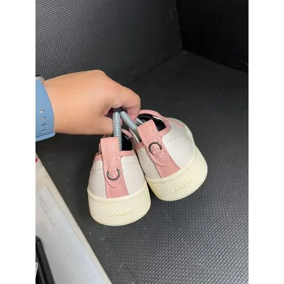 COACH Women's Slip On Sneaker Loafer White Pink Petal Trim Size 10 Leather - Picture 6 of 8